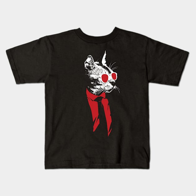 Mr. Cat with glasses Kids T-Shirt by asitha